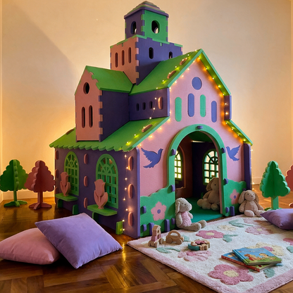 Cabane Roomy Palace coloris rose, palais en mousse à construire
