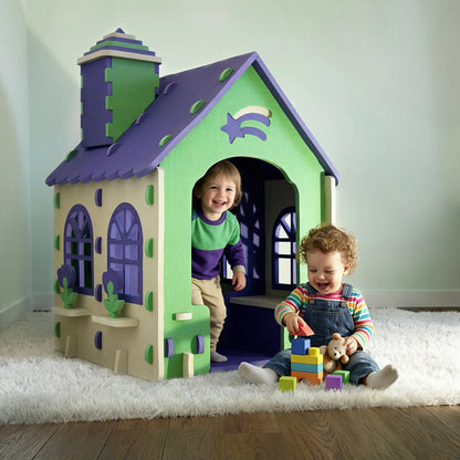 Cabane d'intérieur en mousse Roomy Tiny installée dans une chambre d'enfant