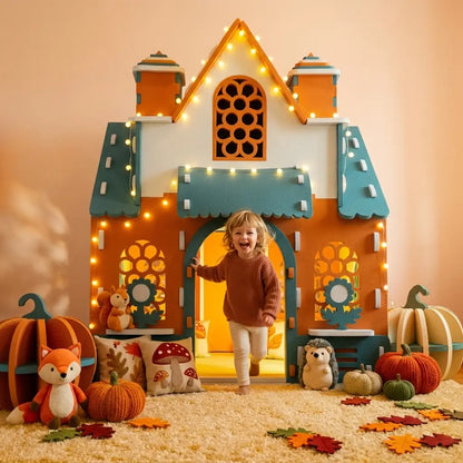 Cabane citrouille en mousse Roomy Pumpkin dans une chambre d'enfant